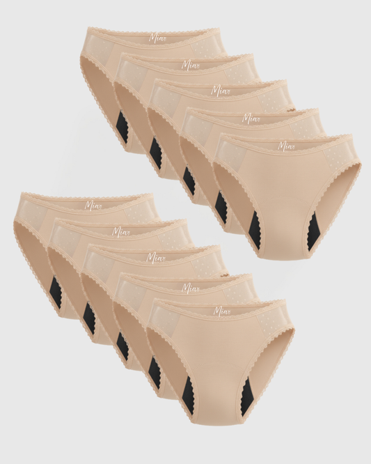 Mia's elegante auslaufsichere Unterwäsche (10er-Pack)