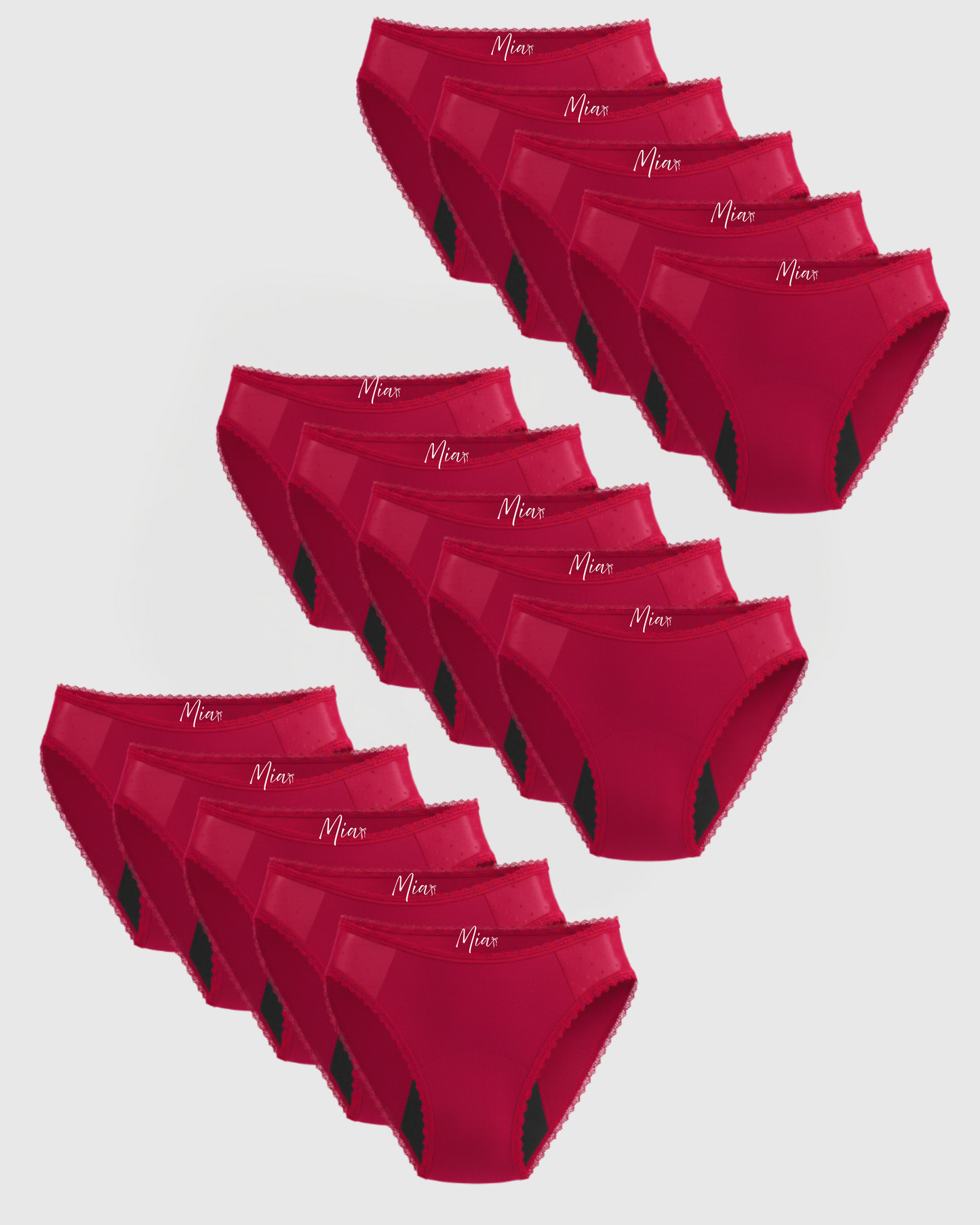 Mia's elegante auslaufsichere Unterwäsche (15er-Pack)