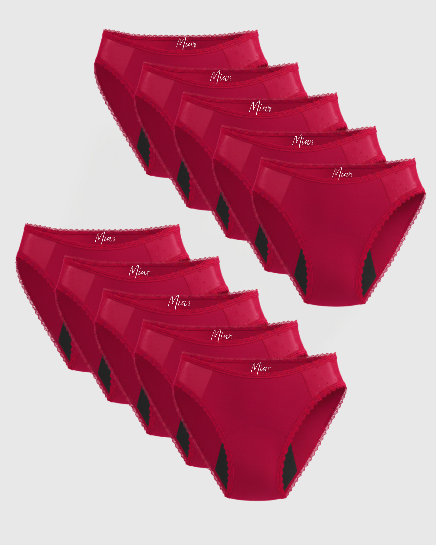 Mia's elegante auslaufsichere Unterwäsche (10er-Pack)