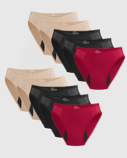 Mia's elegante auslaufsichere Unterwäsche (10er-Pack)