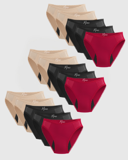 Mia's elegante auslaufsichere Unterwäsche (15er-Pack)