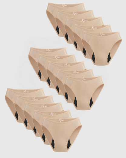 Mia's elegante auslaufsichere Unterwäsche (15er-Pack)