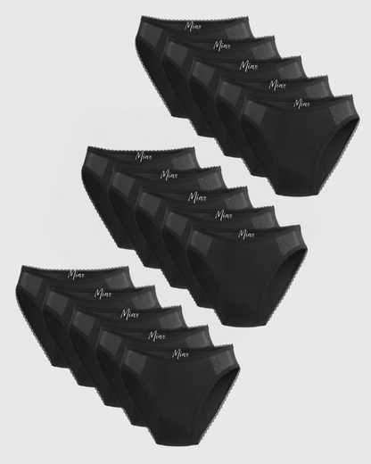 Mia's elegante auslaufsichere Unterwäsche (15er-Pack)